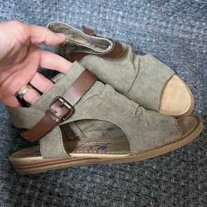 Olive Green Blowfish Flat Sandals Size 6